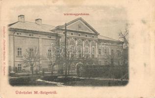 Máramarossziget, Sighetu Marmatei; vármegyeháza, Kaufman Ábrahám kiadása / county hall (kopott sarkak / worn corners)