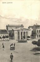 Nyitra, Nitra; színház, utca, lovaskocsi, Fürst Sz. kiadása / theater, street, horse cart
