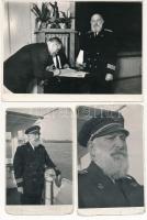 cca 1970 Bielusich Arthur hajóskapitány, 3 db pecséttel jelzett vintage fotó Tiszavölgyi József (1909-?) fotóriporter hagyatékából, 14x9 cm és 13x18 cm