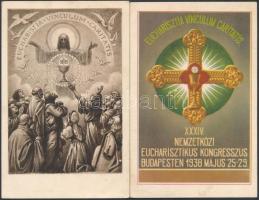 1938 XXXXIV. Nemzetközi Eucharisztikus kongresszus - 6 db régi képeslap, reklám / 34th International...