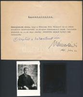 cca 1965 Vámos László (1928-1996) rendező portréja, a felvétel negatívja és a művész aláírása egy, a képhez mellékelt nyilatkozaton, 6x7 cm