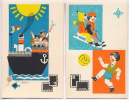 4 db MODERN megíratlan motívumos képeslap; takarékbélyeg reklámlap / 4 modern unused motive postcard...