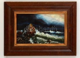 Szilassy jelzéssel: Háborgó tenger. Olaj, karton, keretben, 23×39 cm