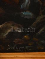 Szilassy jelzéssel: Háborgó tenger. Olaj, karton, keretben, 23×39 cm