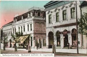 Székelyudvarhely, Odorheiu Secuiesc; Budapest szálloda és nagytőzsde, Dohány üzlet / hotel and stock exchange