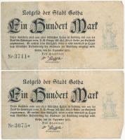 Németország / Weimari Köztársaság / Gotha 1922. 100M (10x) két klf változat T:III
Germany / Weimar ...