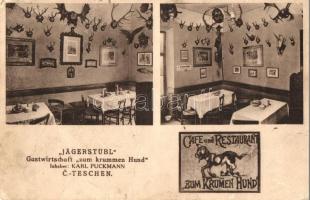 Cesky Tesín, Teschen; Jägerstübl Gastwirtschaft zum krummen Hund / restaurant interior (fa)