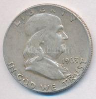 Amerikai Egyesült Államok 1963D 1/2$ Ag Franklin T:2,2- USA 1963D 1/2 Dollar Ag Franklin C:XF,VF