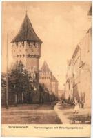 Nagyszeben, Hermannstadt, Sibiu; Harteneck utca és torony / Harteneckgasse, Befestigungstürmen / street, tower (EK)