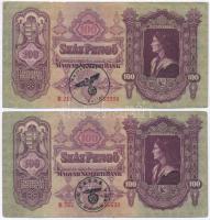 1932. 50P + 1936. 10P mindkettő hamis nyilaskeresztes festéssel + 1930. 100P (2x) mindkettőn gótbetű...