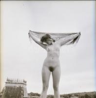 cca 1975 Természeti környezetben készült akt felvételek tétele, 13 db vintage negatív, 6x6 cm