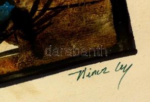 Hincz jelzéssel: Női figura. Akvarell-tus, papír, üvegezett keretben, 18×13 cm