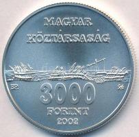 2002. 3000Ft Ag "Hortobágyi Nemzeti Park" dísztokban, tanúsítvánnyal T:BU kis fo