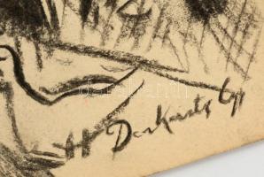 Derkovits jelzéssel: Piac. Szén, papír, 31×23 cm