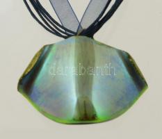 Zsolnay eozin mázas vázából készült egyedi medál nyaklánccal, h: 52 cm