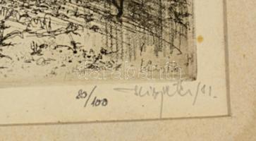 Kis Péter (1957-): Mély út. Rézkarc, papír, jelzett, 29×38 cm