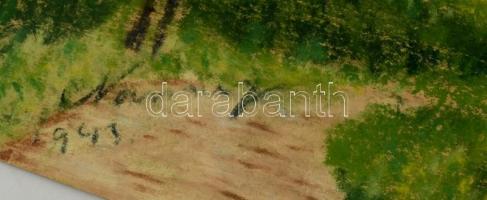 Olvashatatlan jelzéssel: Nyírfák. Pasztell, papír, apró foltokkal, 28×39 cm