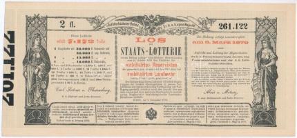 Ausztria / Bécs 1878. "Sorsjegy állam-sorsjátékra a közös hadsereg mozgósított tartalékosai s a...