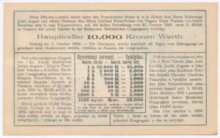 Budapest 1903. "Tanuló Sorsjegy" 1K értékben, felülbélyegzéssel T:I-