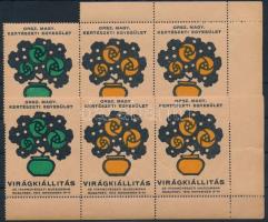 1912 Virágkiállítás Budapest 2 db zöld-narancs levélzáró 3-as csík