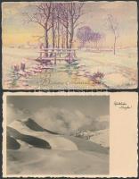 62 db RÉGI  újévi üdvözlőlap, vegyes minőségben / 62 pre-1945 New Year greeting postcards, mixed qua...