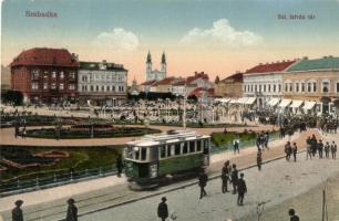 Szabadka, Subotica; Szent István tér, villamos / square, tram (fa)
