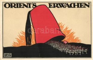 Orients erwachen / the Orients awaken, Künstler Kriegspostkarte No. 1. von J. C. König & Ebhardt WWI military propaganda s: Heinz Keune (fa)