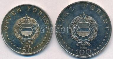 1968. 50Ft Ag + 100Ft Ag "Semmelweis pár" T:1-  patina, apró ph.
Adamo EM27; EM28