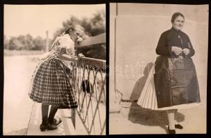 cca 1935 Reich Péter Cornel: Budaörsi sváb viseletek, 4 db vintage fotó, kettő pecséttel jelzett, 30x24 cm