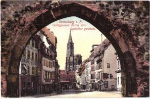 Strassbourg, Strassburg i. Els.; Goldgiessen durch das Spitaltor gesehen / gate