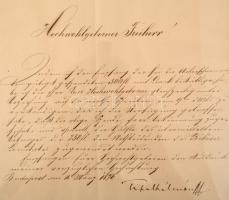 1875 Tisza Kálmán (1830-1902) belügyminiszter, későbbi miniszterelnök aláírt levele német nyelven, m...