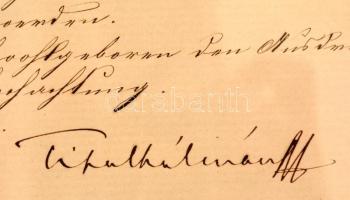 1875 Tisza Kálmán (1830-1902) belügyminiszter, későbbi miniszterelnök aláírt levele német nyelven, m...