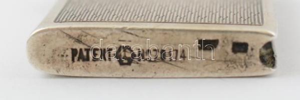 Ezüst (Ag.) gyújtó, jelzett, mesterjeggyel, gravírozott monogrammal, nettó: 19 g  4,5×2 cm