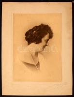 1925 Parádfürdő, női portré Rónai műterméből, aláírt vintage fotó, 23,5x16,5 cm, karton 32x24 cm