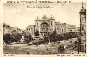 Budapest VII. Keleti pályaudvar - 2 db RÉGI képeslap, 'Venu al la postkongreso esperantista en ...