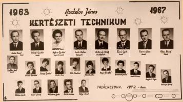 1967 Asztalos János Kertészeti Technikum tanári kara és végzős növendékei, kistabló 24 nevesített po...