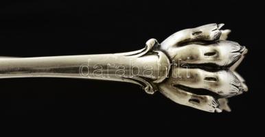 Ezüstözött alpakka cukorfogó, jelzett, h:15 cm