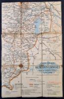 1921 Burgenland postajárati térképe, rajta Sopron is Ausztriához tartozóként feltüntetve. Vásznon. Magyar nevekkel. Foltos. / 1921  Postal map of Burgenland with Ödenburg belonging to Austria. With Hungarian names on it. On canvas. Tainted. 32x48 cm