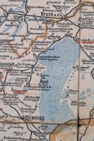 1921 Burgenland postajárati térképe, rajta Sopron is Ausztriához tartozóként feltüntetve. Vásznon. M...