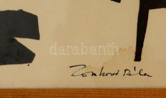 Zombori jelzéssel: Kompozíció. Linó, papír, üvegezett keretben, 16×40 cm