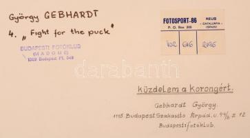 cca 1985 Gebhardt György (1910-1993): Küzdelem a korongért, feliratozott vintage fotóművészeti alkot...