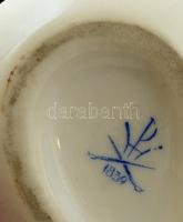 Herendi virágmintás tojás, kézzel festett, jelzett, hibátlan, 7x6x5 cm