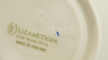 Lizabethan virágmintás porcelán csésze+csészealj, matricás, hibátlan, jelzett, 2 db