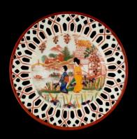 Csehszlovák teáscsésze és áttört tálka, hibátlan, jelzett, 2 db