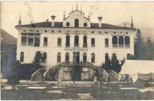 1918 Pedavena; Villa Pasole, I. világháborús katonai tábor a kastély mellett / castle, villa with WWI soldiers camp + M. KIR. BUDAPESTI 30. HONVÉD GYALOG EZRED, photo (fl)