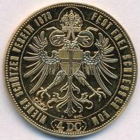 DN "Osztrák-Magyar Monarchia pénzei utánveretben - 1873. 4 Dukát" aranyozott Cu-Ni emlékérem, a peremén "COPY" beütéssel, tanúsítvánnyal (38mm) T:PP ujjlenyomat