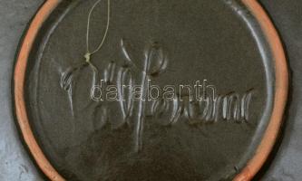 Pál Ferenc(1914-2008): Bika. Fali tál,  festett mázas kerámia, jelzett, d:37 cm