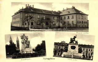 Nyíregyháza, Ferences rendház, Kossuth és Hősök szobra (EB)