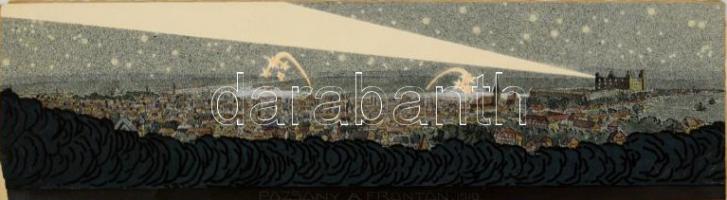 1919 Schima Bandi (1882-1959): Pozsony a fronton. Nagyméretű grafika, hátoldalán a megszállt város é...