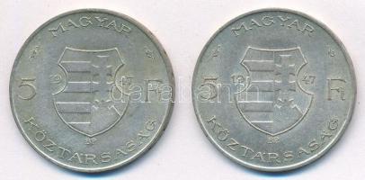 1947. 5Ft Ag "Kossuth" (2x) T:2 kis ph